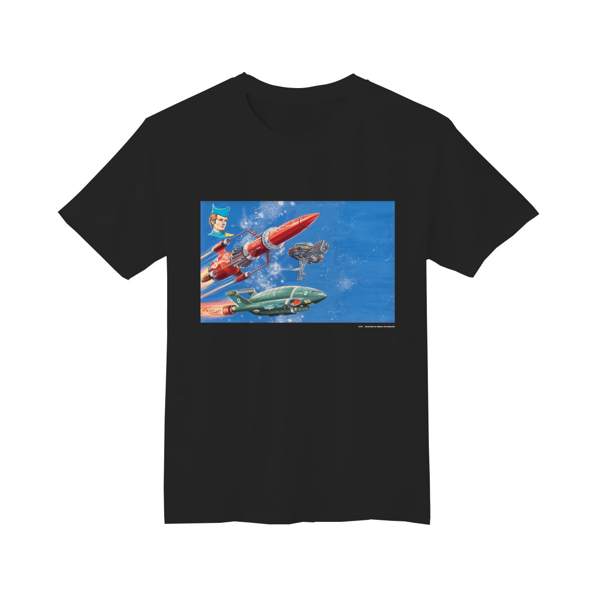 サンダーバード Tシャツ 小松崎茂アート1(ブラック)